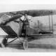 American pilot Bessie Coleman in her bi-plane, circa 1920.